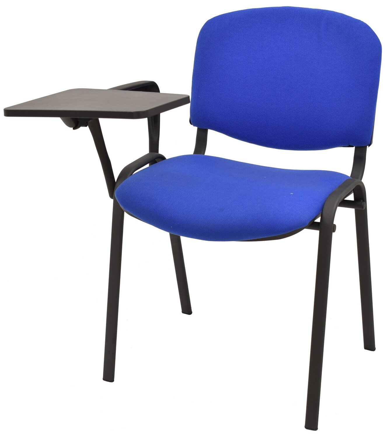 Silla NIZA NEW AM, brazo pala a derecha, chasis negro, tapizado azul