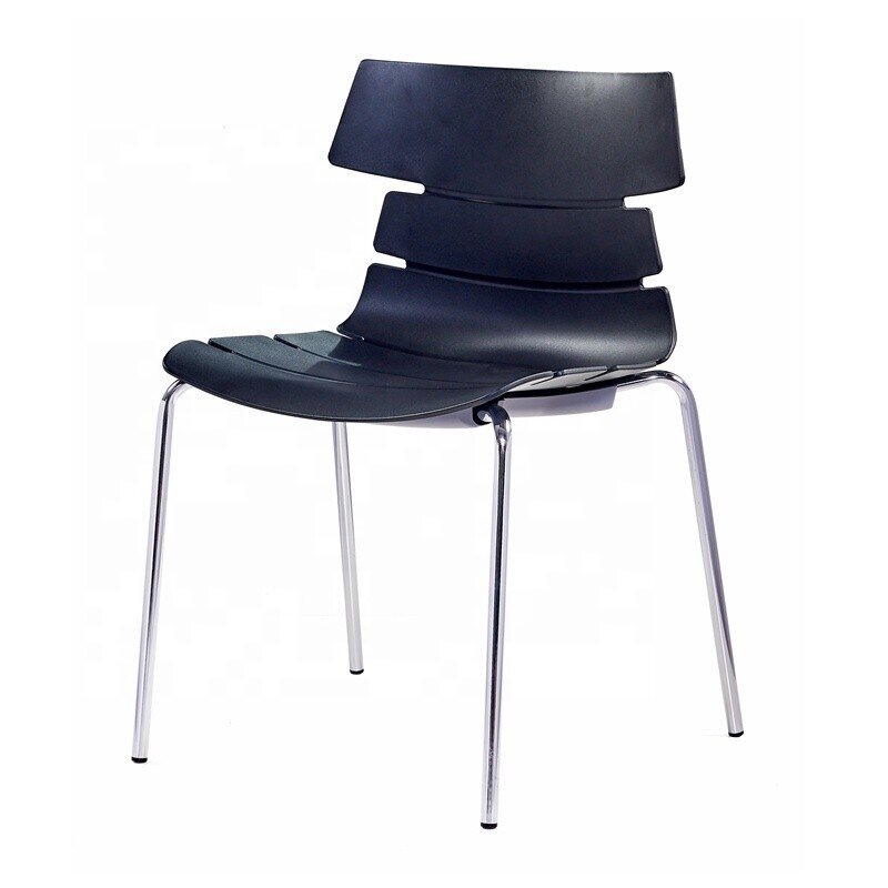 Silla OR�N, apilable, cromada, polipropileno negro