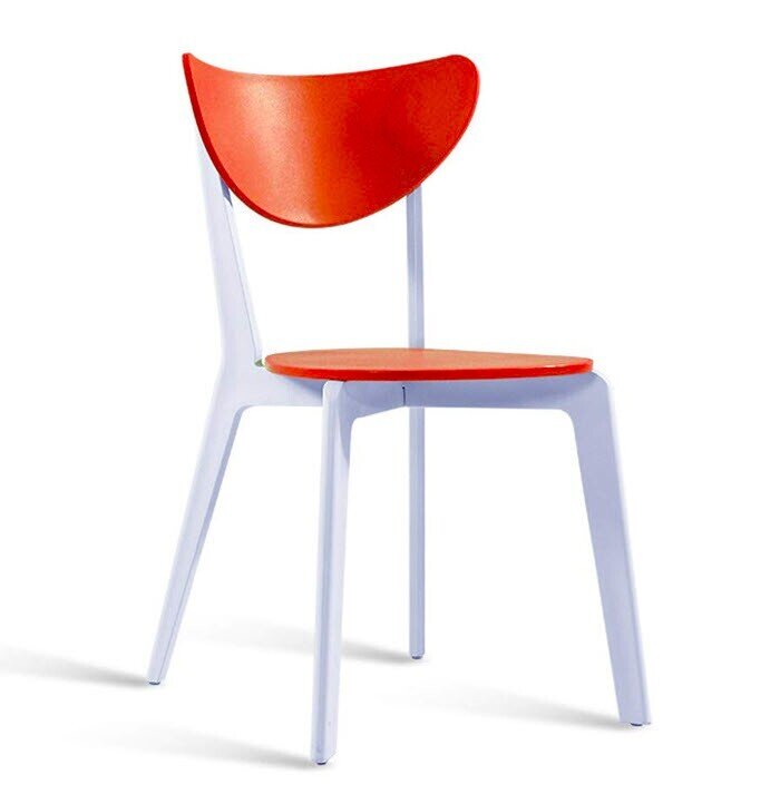 Silla LINA, apilable, polipropileno blanco y naranja
