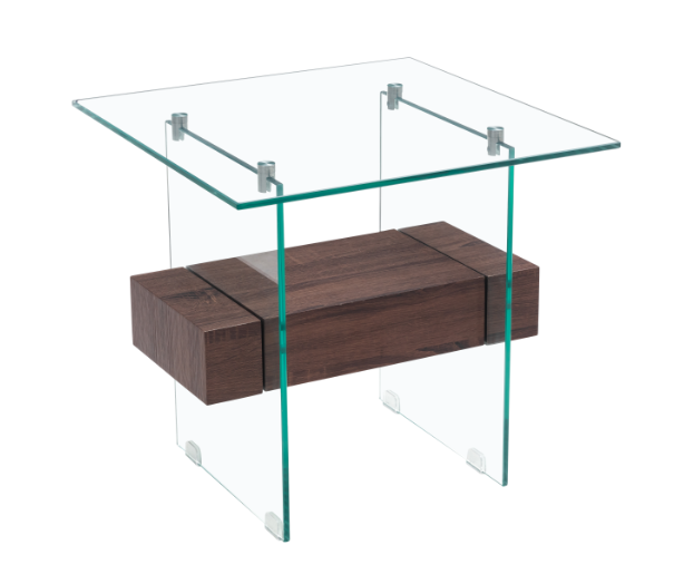 Mesa SUIZA, baja, madera, cristal, 55 x 55 cms Mesa SUIZA, baja, madera, cristal, 55 x 55 cms