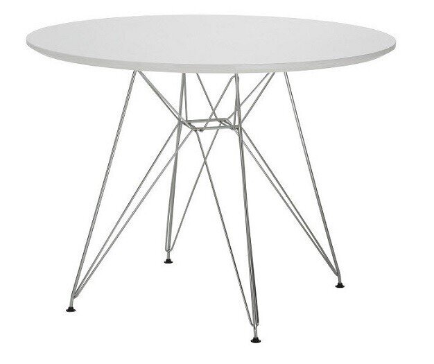 Mesa TOWER, cromada, tapa blanca, 80 cms de di�metro