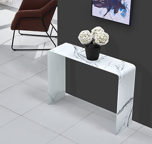 Consola MARBLE, cristal templado, imitaci�n M�RMOL, 100x30 cms