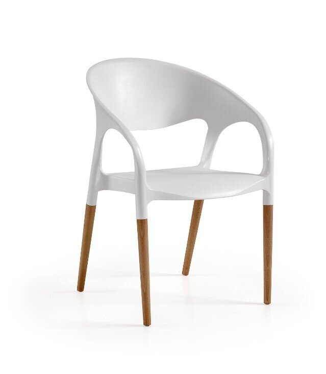 Sill�n MOON, madera, polipropileno blanco