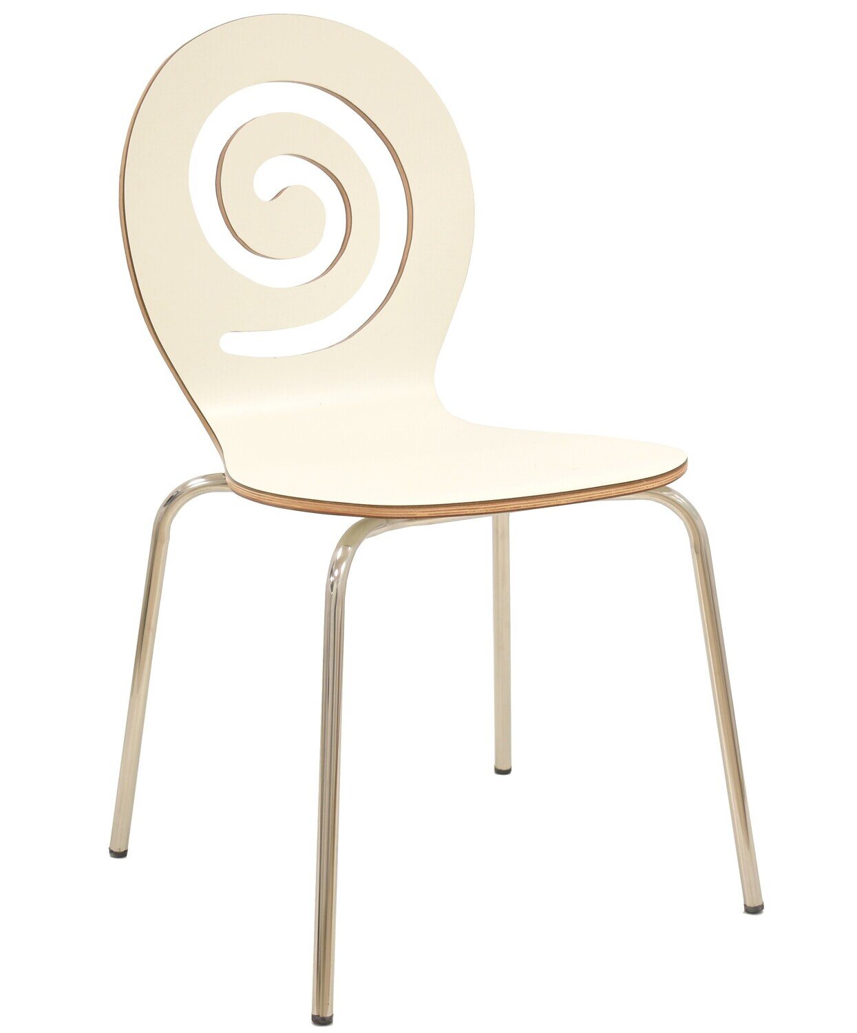 Silla PINSAPO, apilable, acero inoxidable, laminado blanco roto