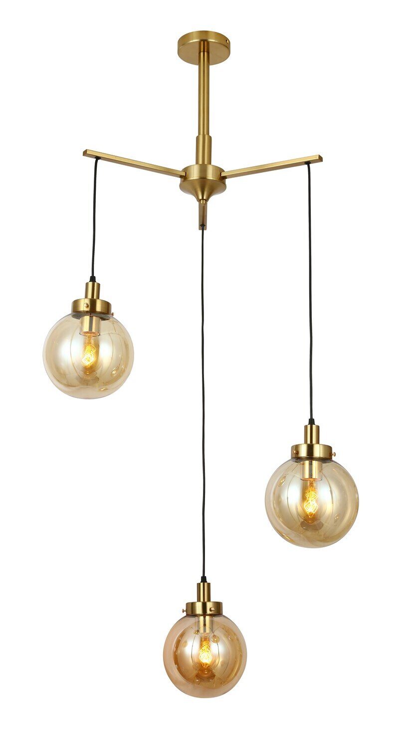 L�mpara URSAE, colgante, tulipa �mbar, 3 luces