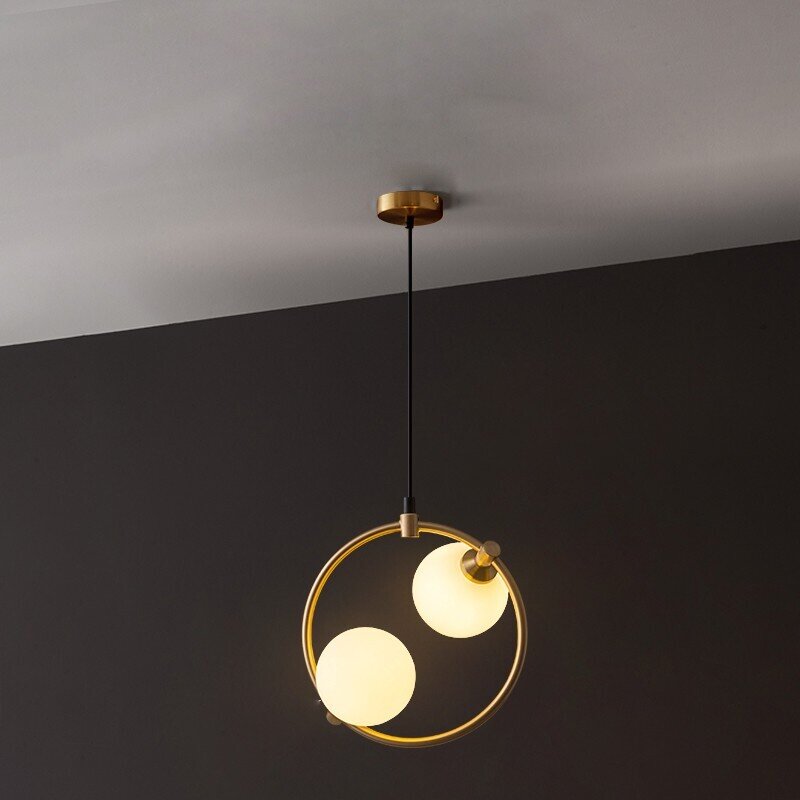 L�mpara BODE, colgante, tulipa blanca, 2 luces