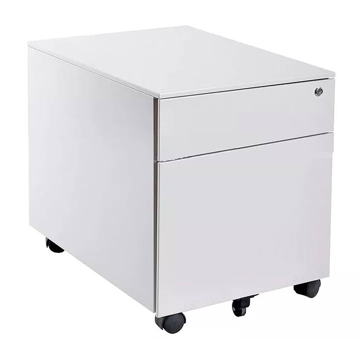 Cajonera OTELO, met?lica, ruedas, 2 cajones, gris ral 7035