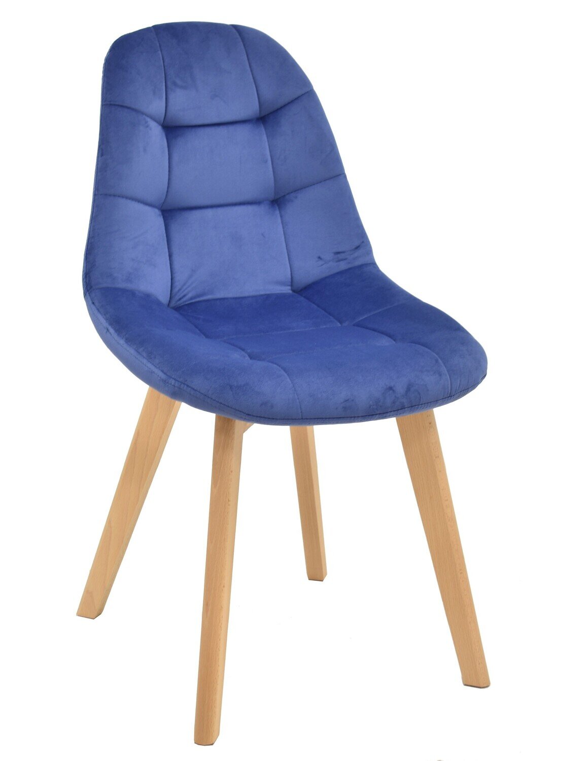 Silla LORENA, madera, tapizada velvet azul