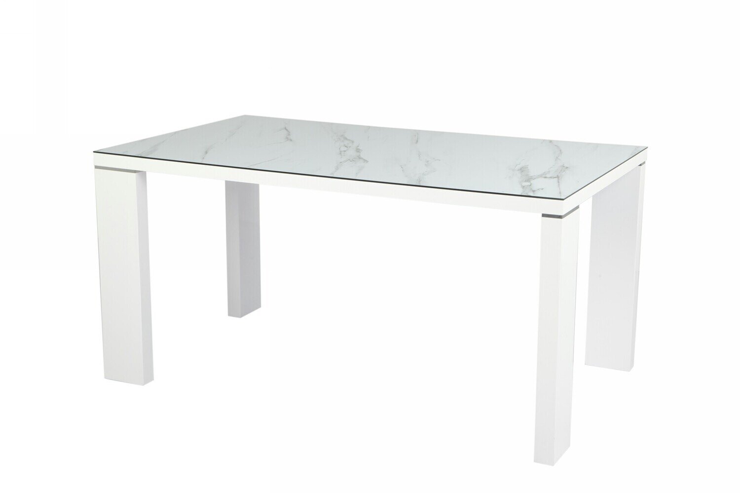 Mesa ROYAL, lacada blanca, cristal ceramico, 150 x 90 cms