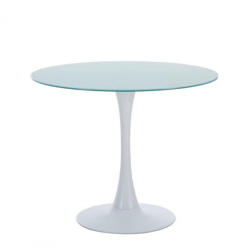 Mesa TUL, metal, tapa de cristal blanco, 90 cms de di�metro