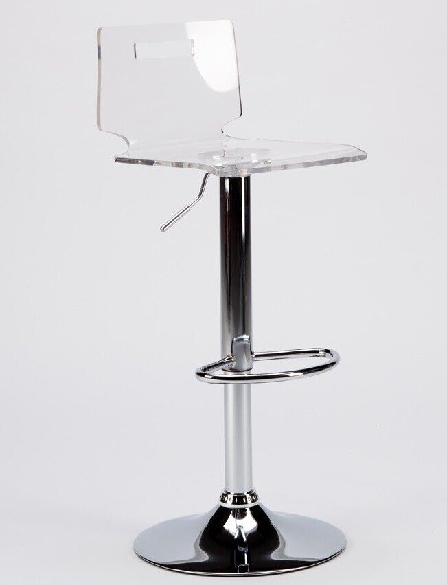 Taburete DOWN, cromado, acr�lico transparente