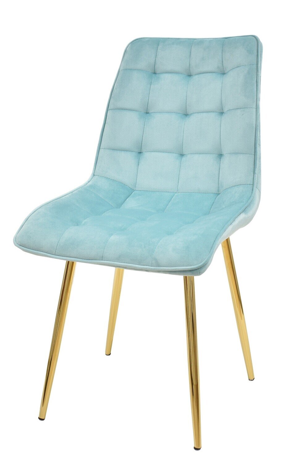 Silla GILDA, metal, dorado, tejido velvet verde agua