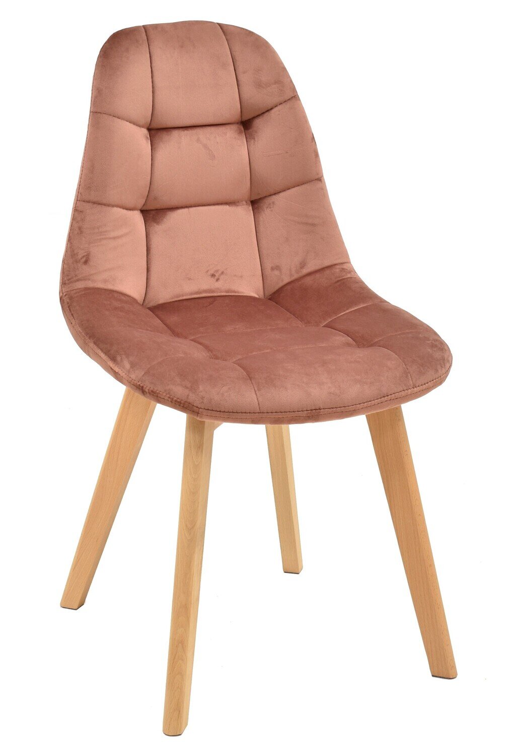 Silla LORENA, madera, tapizada velvet rosa coral