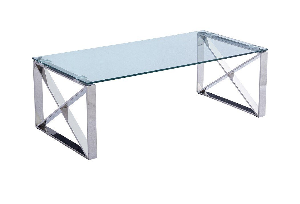 Mesa VENUS, baja, acero inoxidable, cristal, 120x60 cms