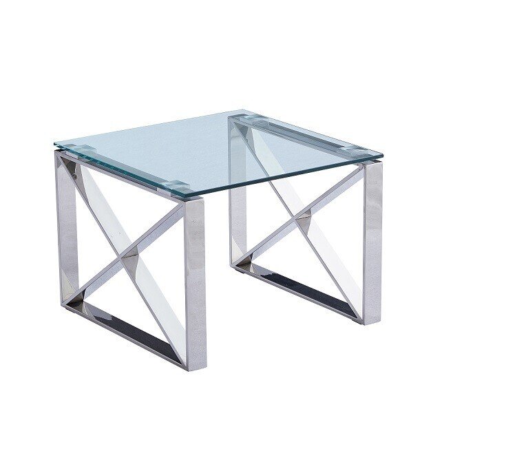 Mesa VENUS, baja, acero inoxidable, cristal, 55x55 cms Mesa VENUS, baja, acero inoxidable, cristal, 55x55 cms