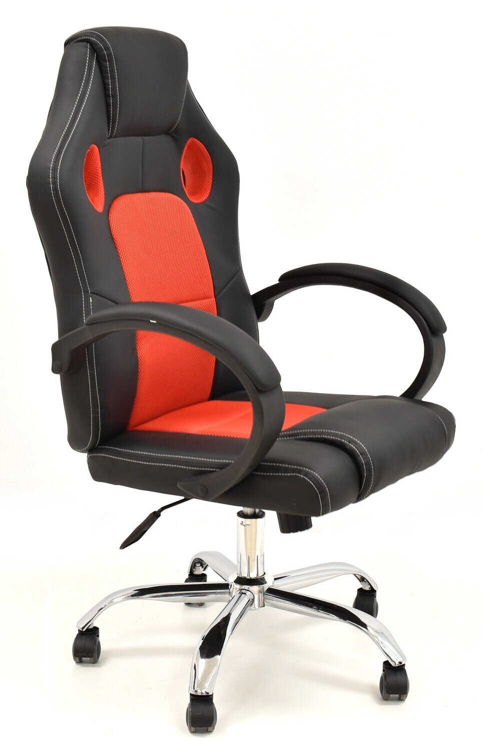 Sill�n de oficina SEPANG, racing, similpiel negra, tejido mesh rojo