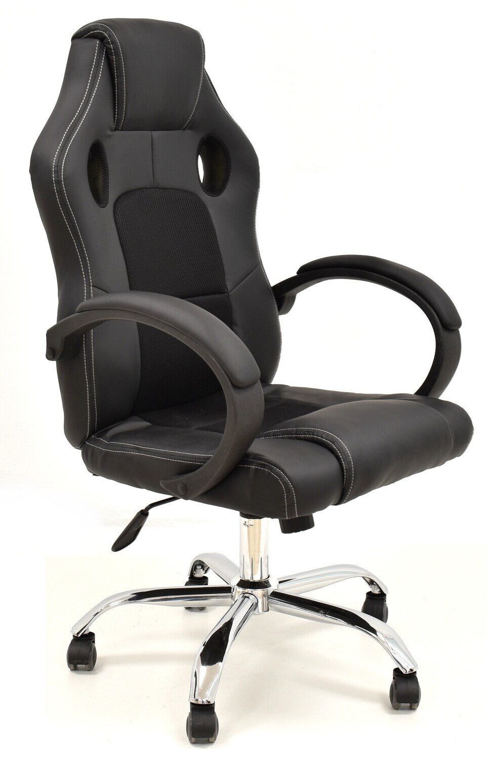 Sill�n de oficina SEPANG, racing, similpiel negra, tejido mesh negro