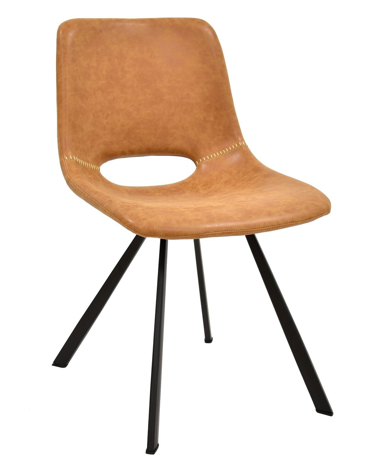 Silla ANTIBES, metal, similpiel MARR�N claro