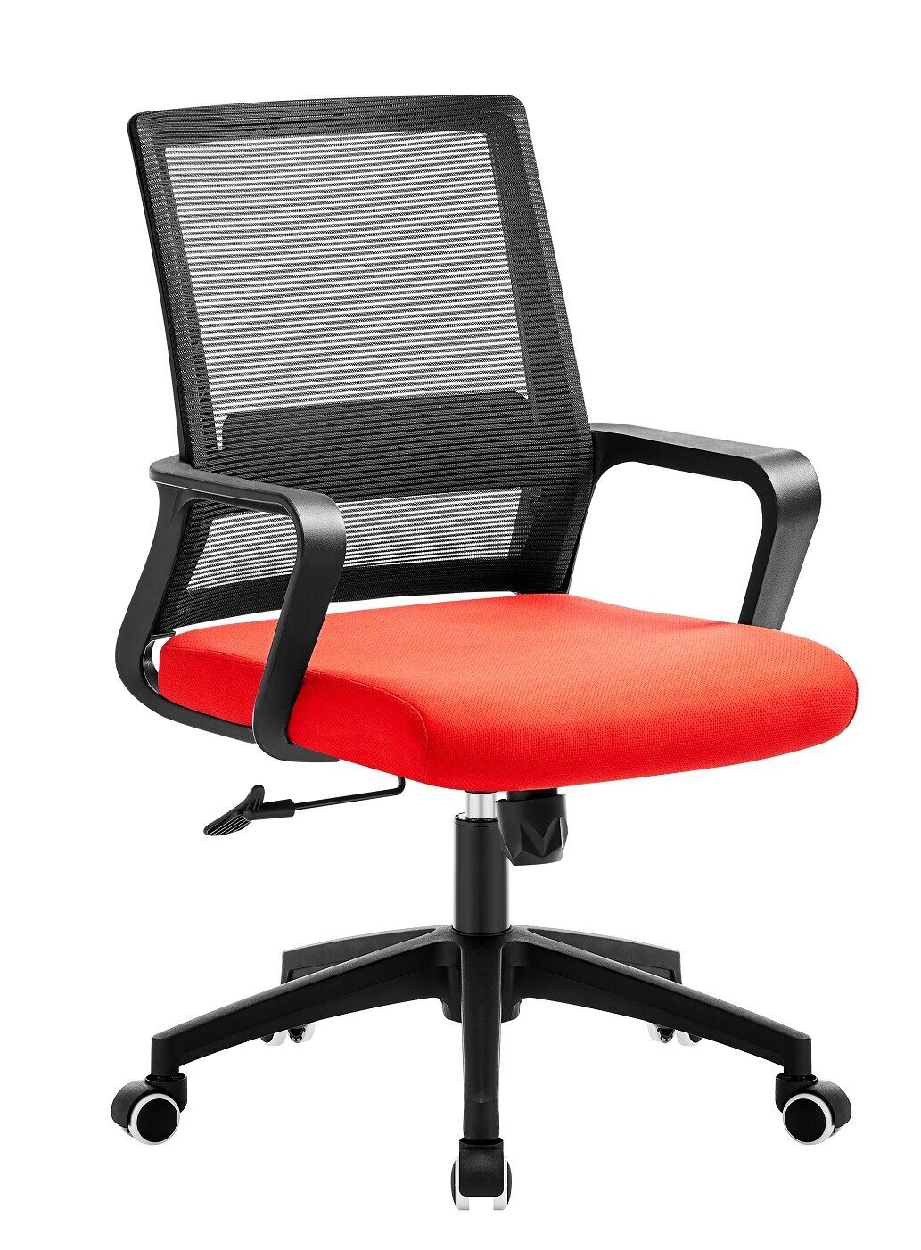 Sill�n de oficina CLIFFORD, negro, malla negra y tejido rojo