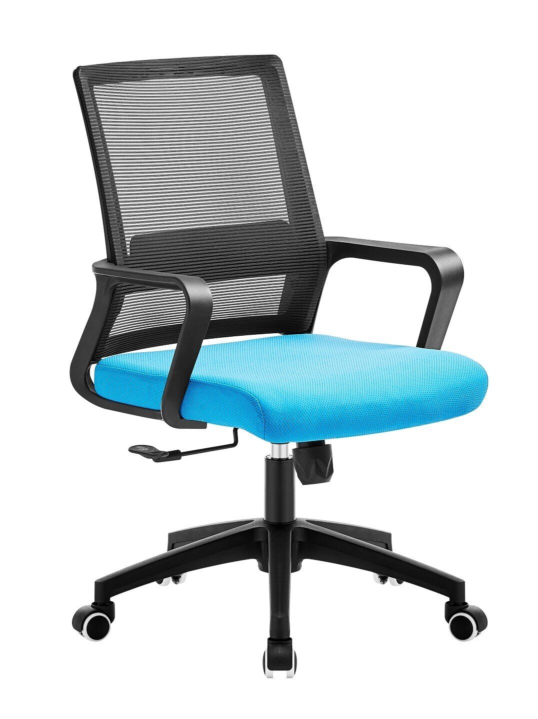 Sill�n de oficina CLIFFORD, negro, malla negra y tejido azul claro