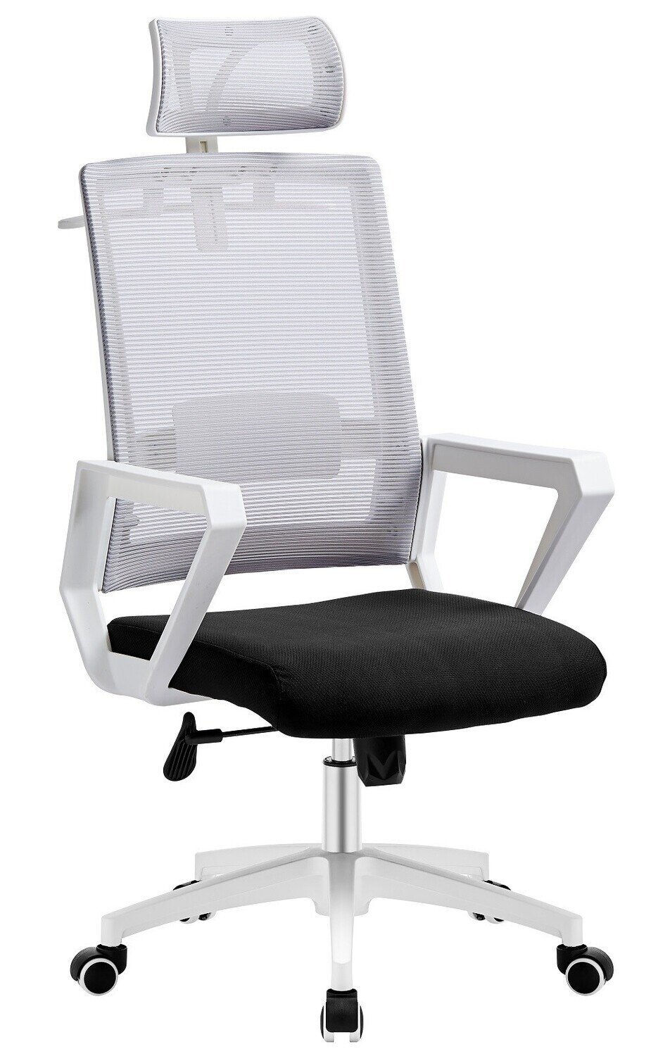 Sill�n de oficina ASTON, blanco, malla gris, tejido negro