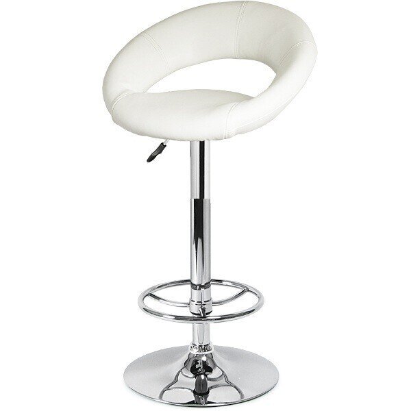Taburete LUXUS ( L), cromado, similpiel blanca