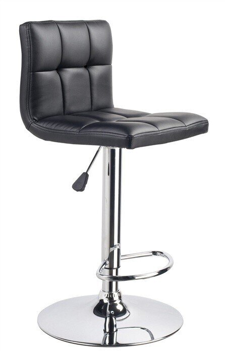 Taburete MIAMI (L), cromado, similpiel negra