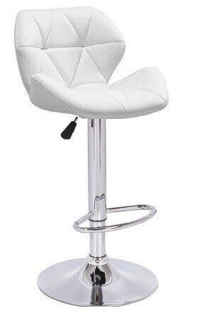 Taburete ORLANDO (L), cromado, similpiel blanca