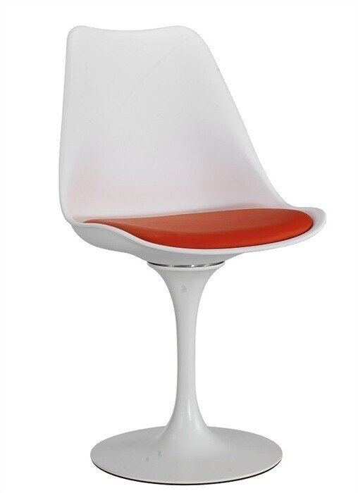 Silla TUL MT, metal, polipropileno blanco, coj�n rojo