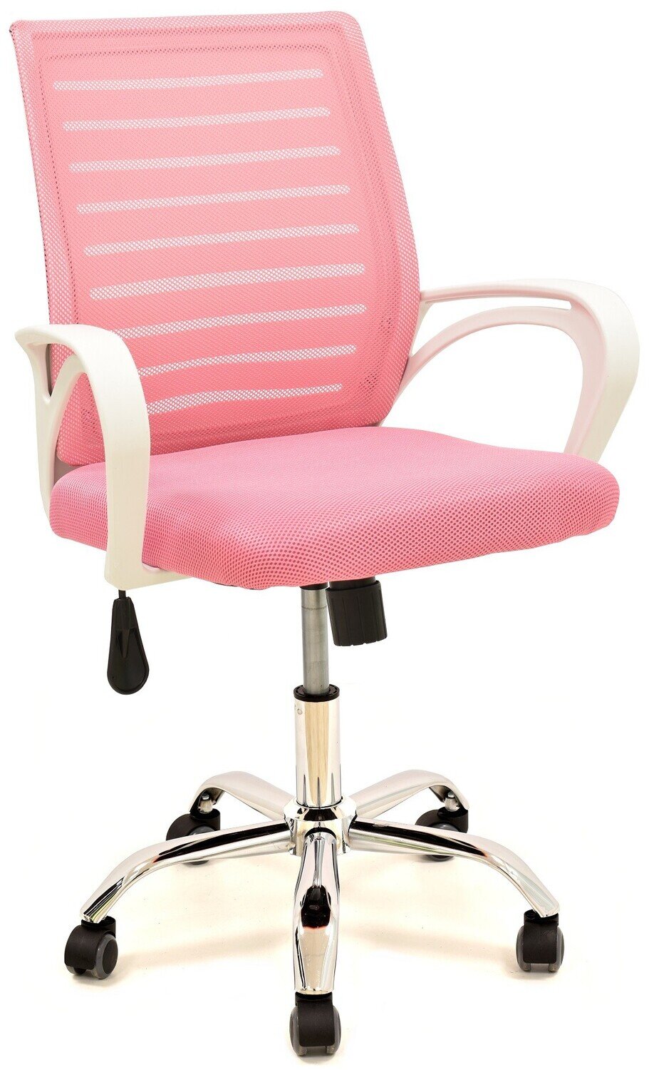 Sill�n de oficina SUNSET, blanco, gas, basculante, malla y tejido rosa