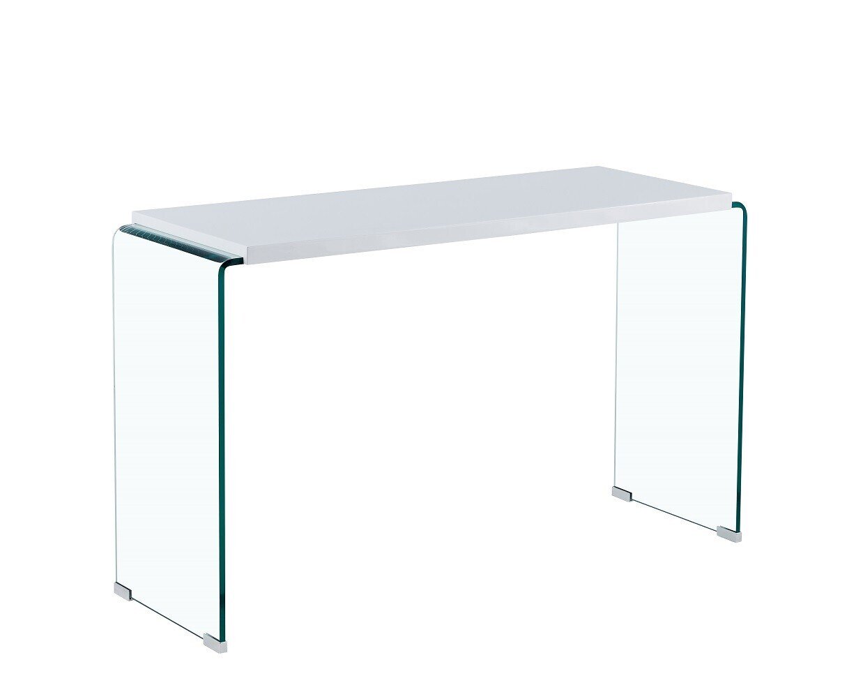 Consola Mesa ARISTON, lacada blanca, cristal, 120 x 40 cms