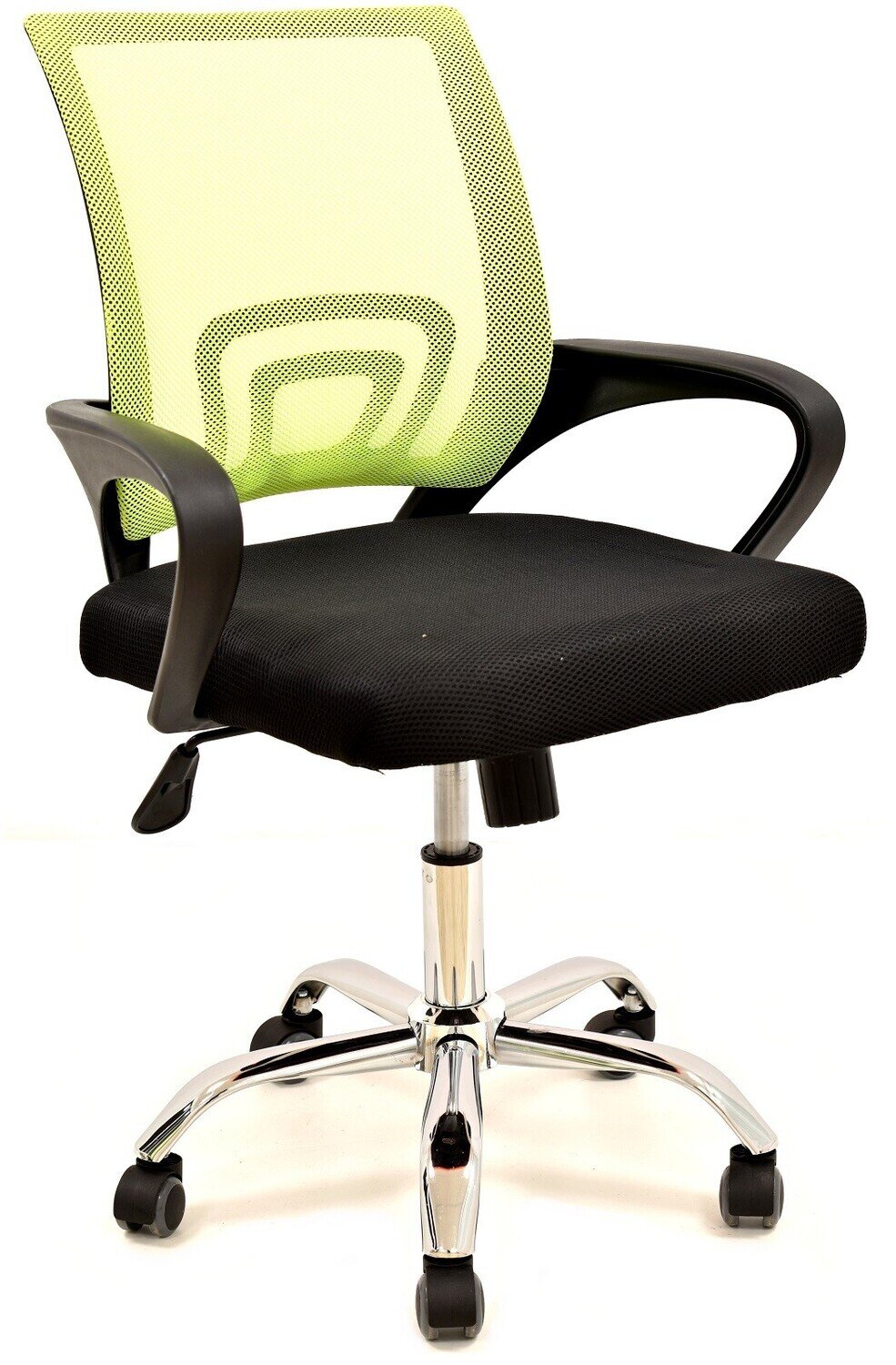Sillón de oficina FISS NEW, negro, gas, basculante, malla verde, tejido negro