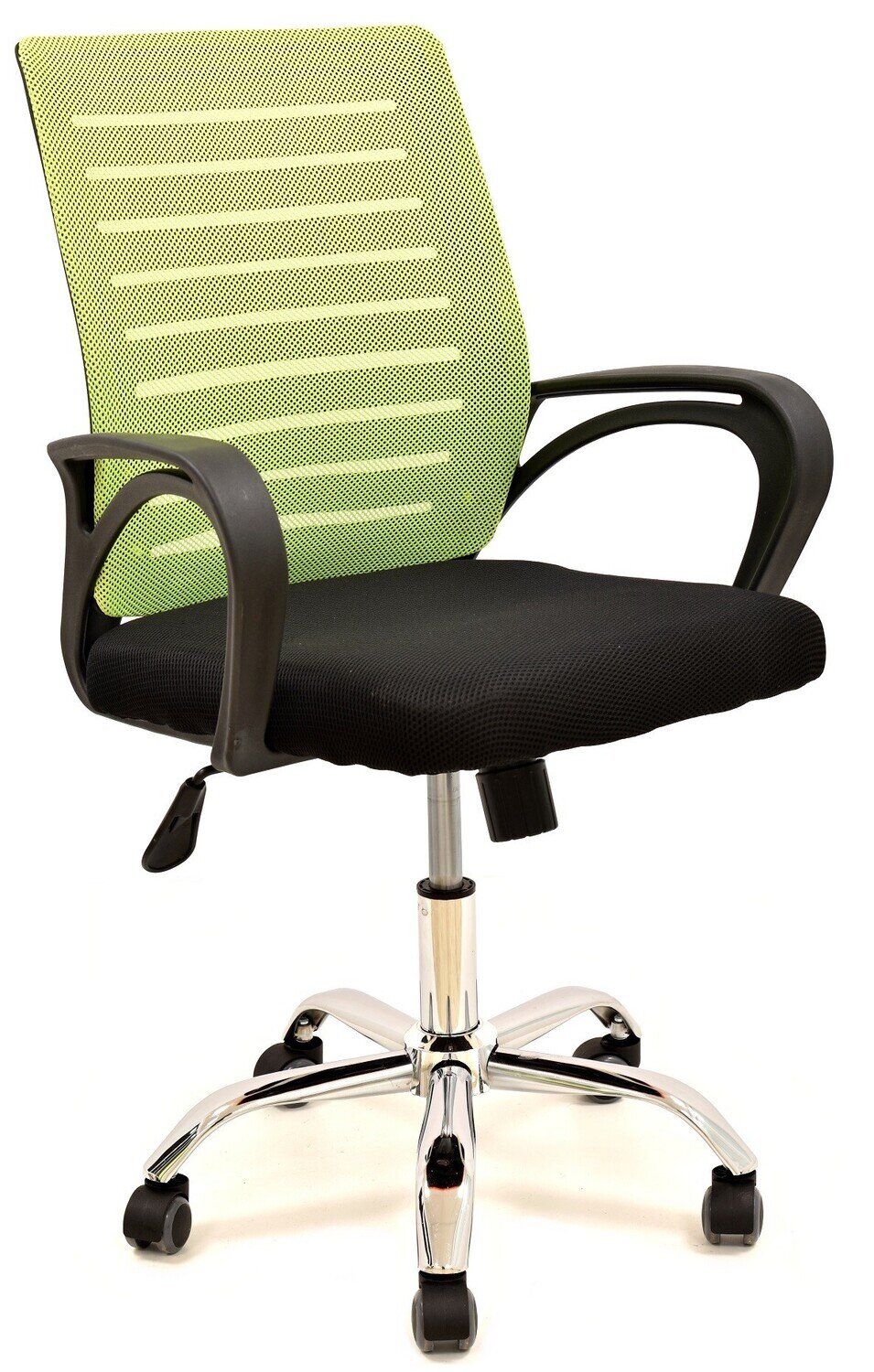 Sill�n de oficina SUNSET, negro, gas, basculante, malla verde pistacho, tejido negro