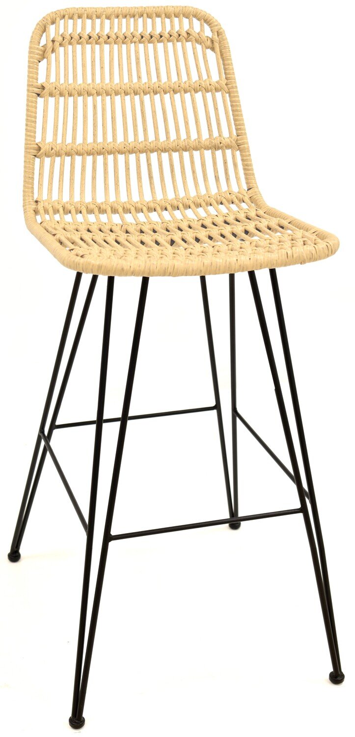 Taburete YAKARTA, metal, Rat�n beige