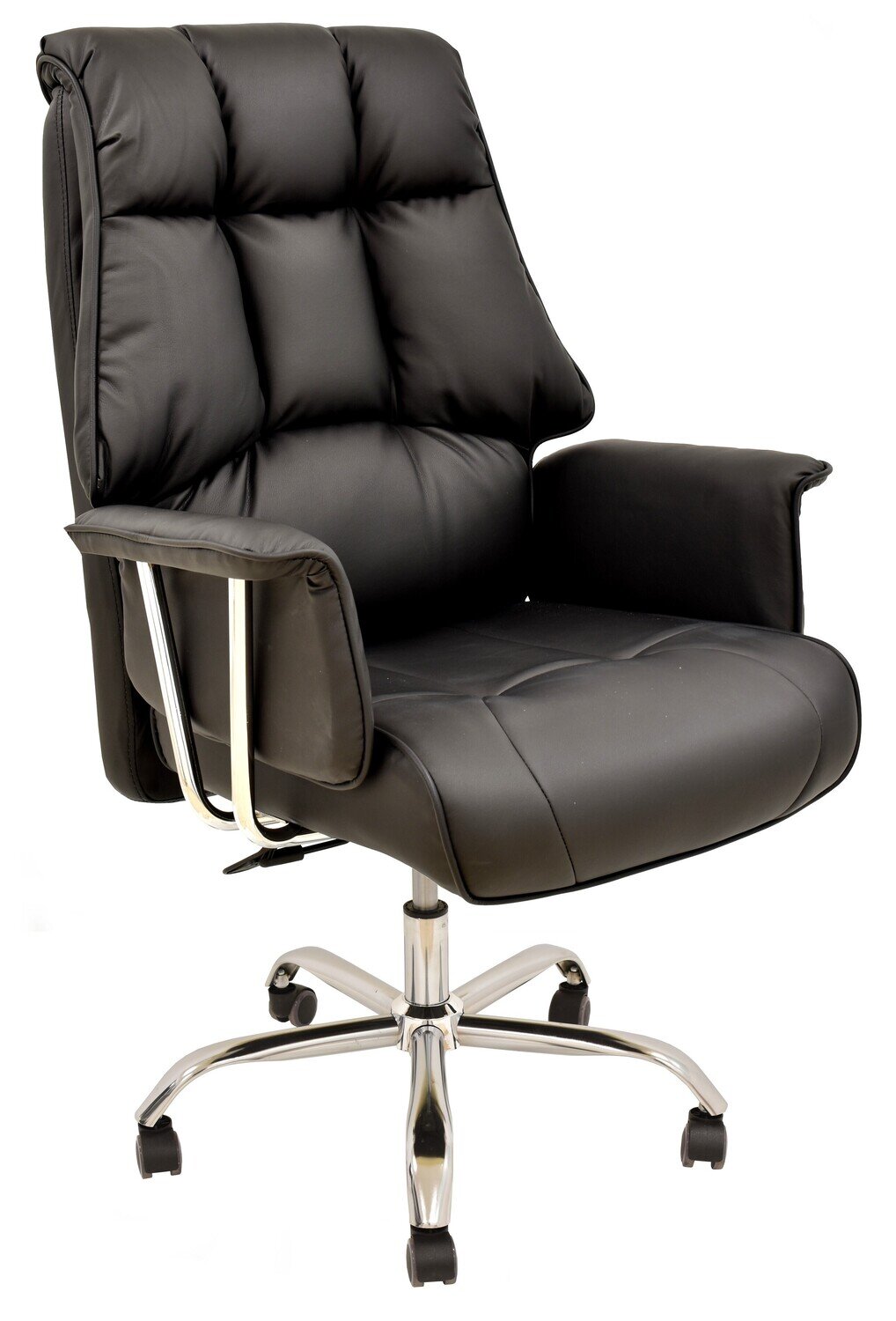 Sill�n de oficina FIRENZE, alto, gas, mecanismo multifunci�n, similpiel negra