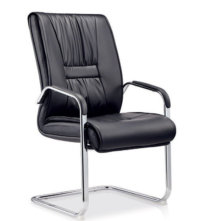 Sill�n de oficina FLANDES, fijo de pat�n, cromado, similpiel negra