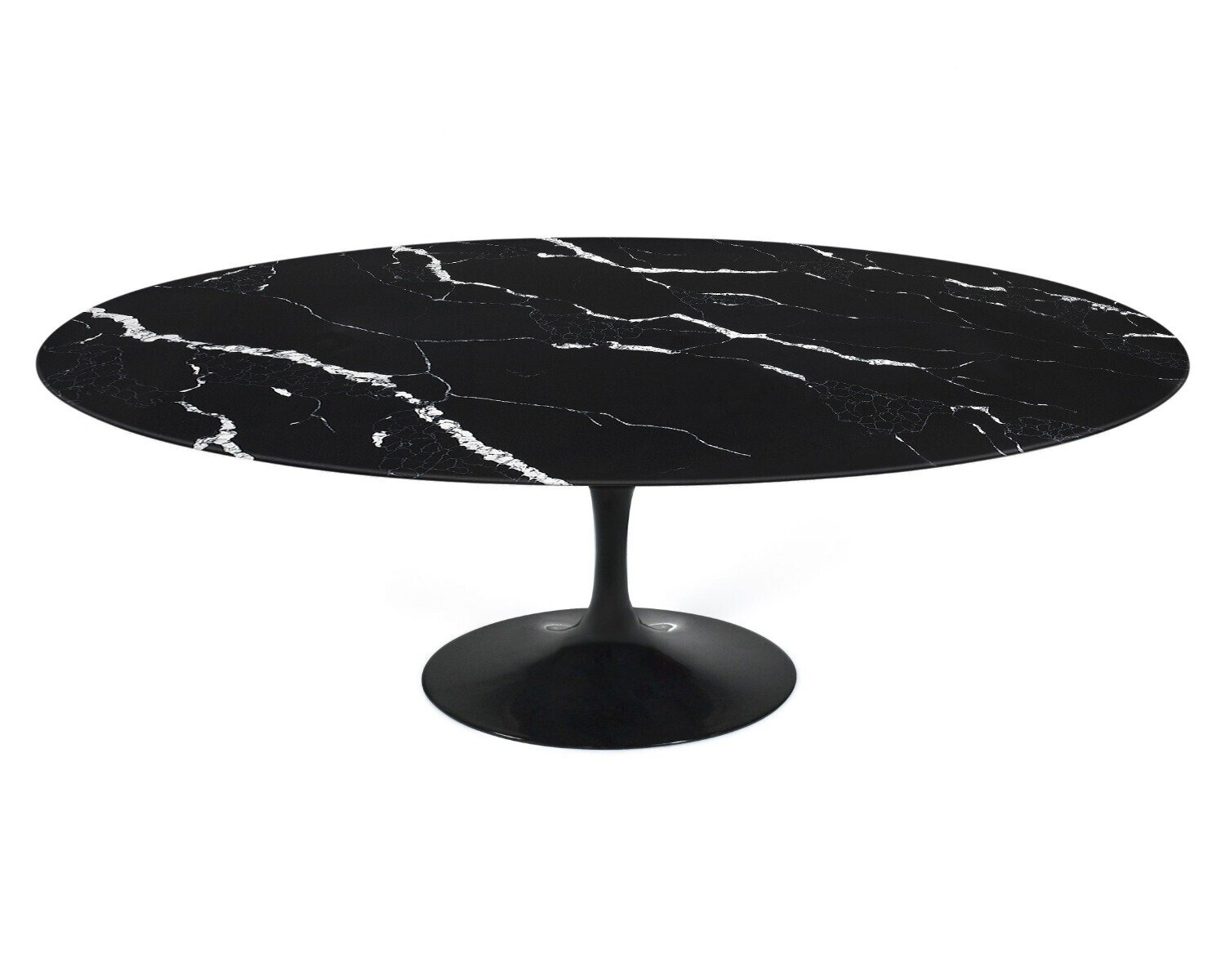 Mesa TUL, oval, fibra de vidrio, M�RMOL negro 180x108 cms