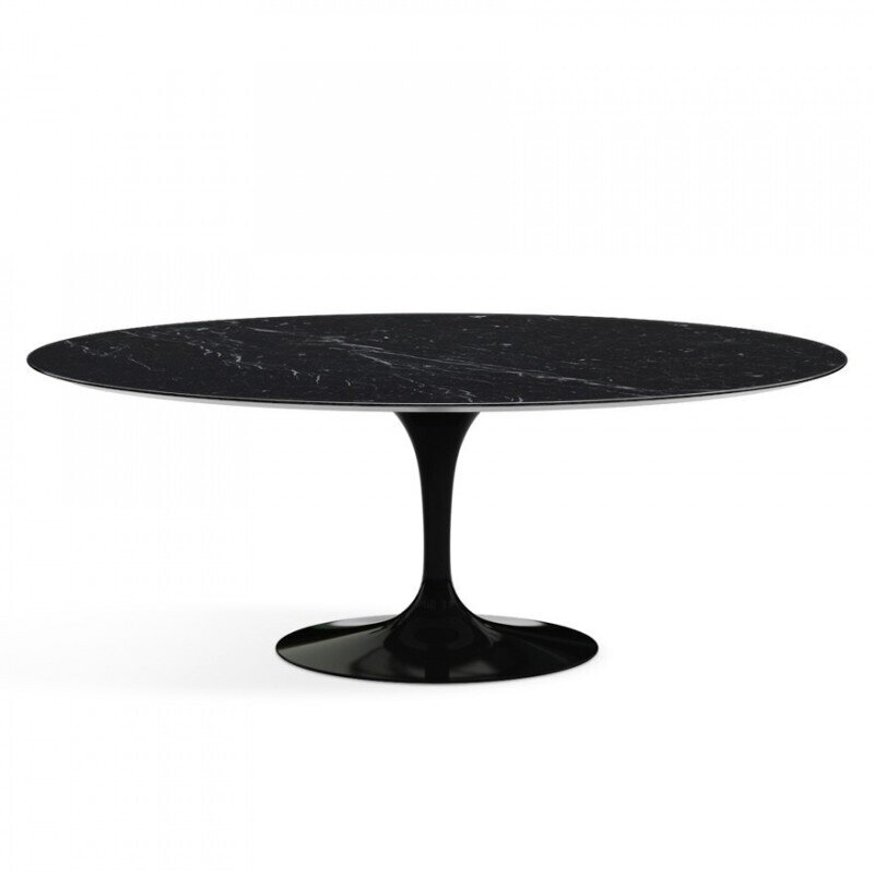 Mesa TUL, oval, fibra de vidrio, M�RMOL negro 160 x 90 cms