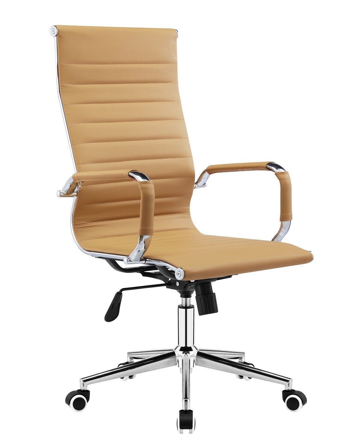 Sill�n de oficina VARSOVIA, alto, gas, basculante, similpiel MARR�N claro