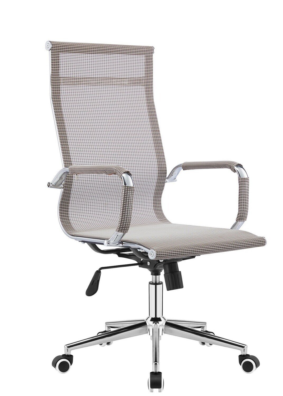 Sill�n de oficina PRAGA, alto, gas, basculante, malla MARR�N