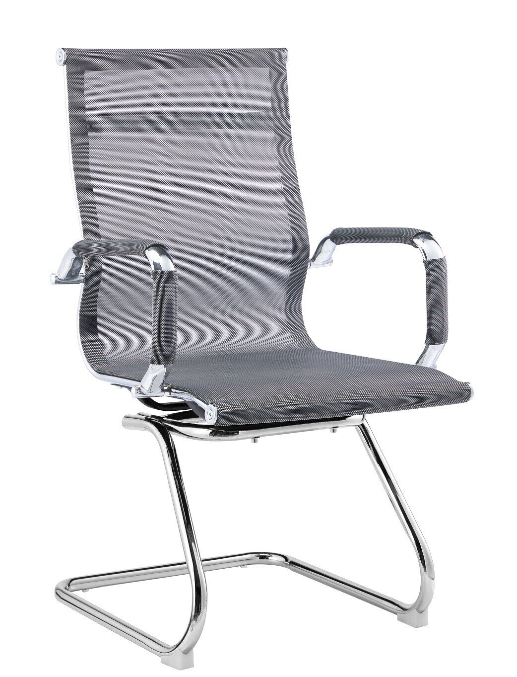 Sill�n de oficina PRAGA, fijo, cromado, malla gris