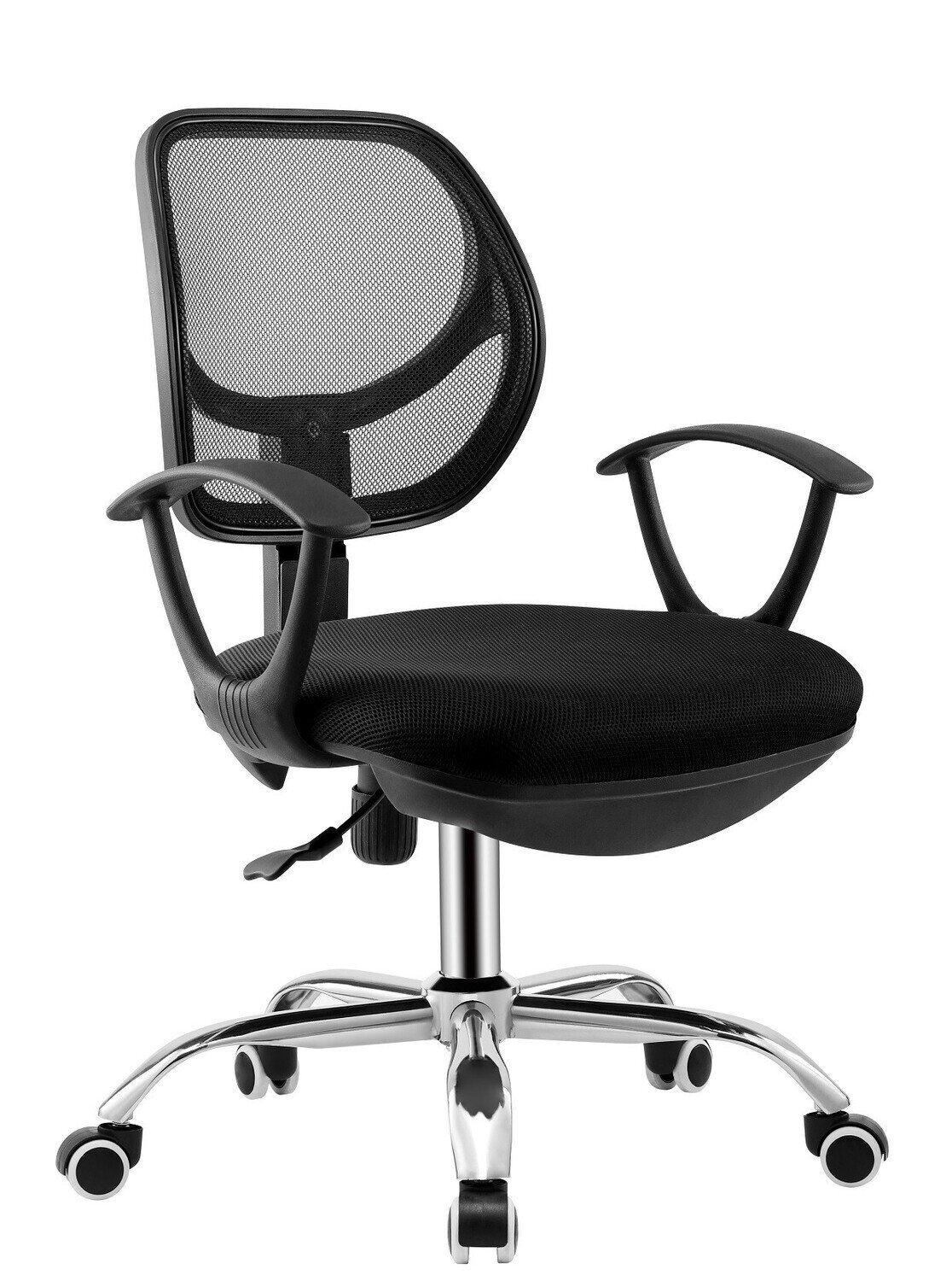 Silla de oficina MIRAFIORI, brazos, malla y tejido negro