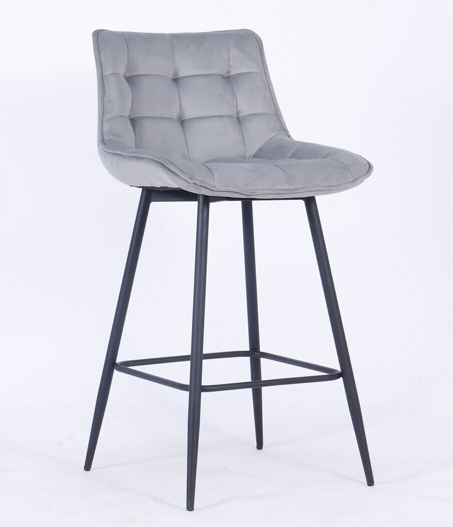 Taburete FABIO, metal, tapizado velvet 19 gris