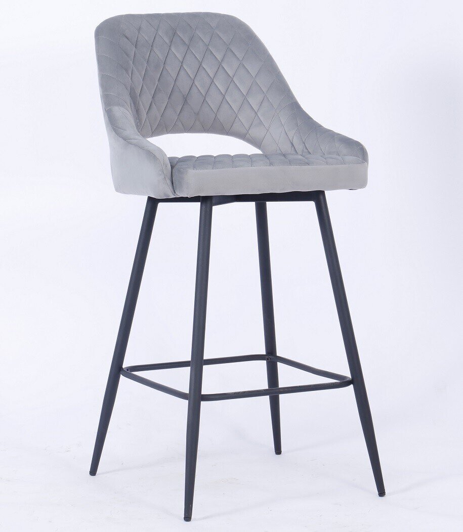 Taburete HONORIO, metal, tapizado velvet 8 gris Taburete HONORIO, metal, tapizado velvet 8 gris