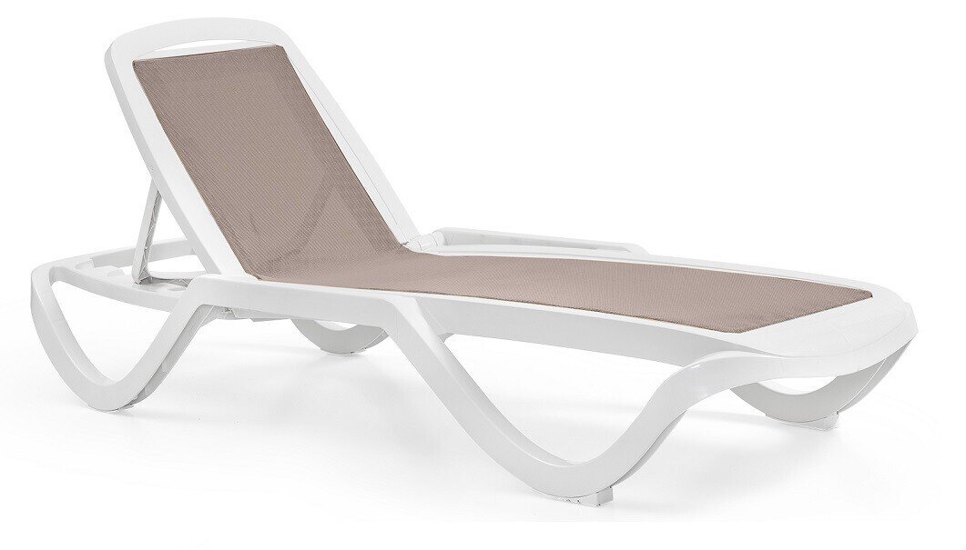 Tumbona CARIHUELA, apilable, polipropileno blanco, textilene