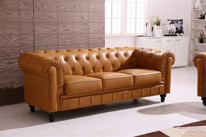 Sof� CHESTER, 3 plazas, similpielcognac viejo