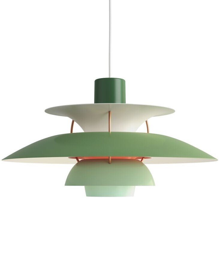L�mpara DANISH, colgante, aluminio, verde y coral, 40 cms de di�metro
