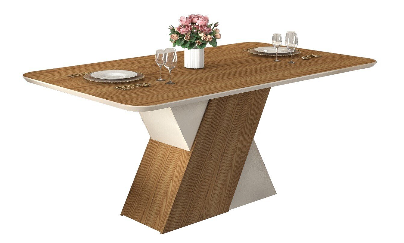 Mesa RUTH, madera, blanco roto-roble, 170x90 cms