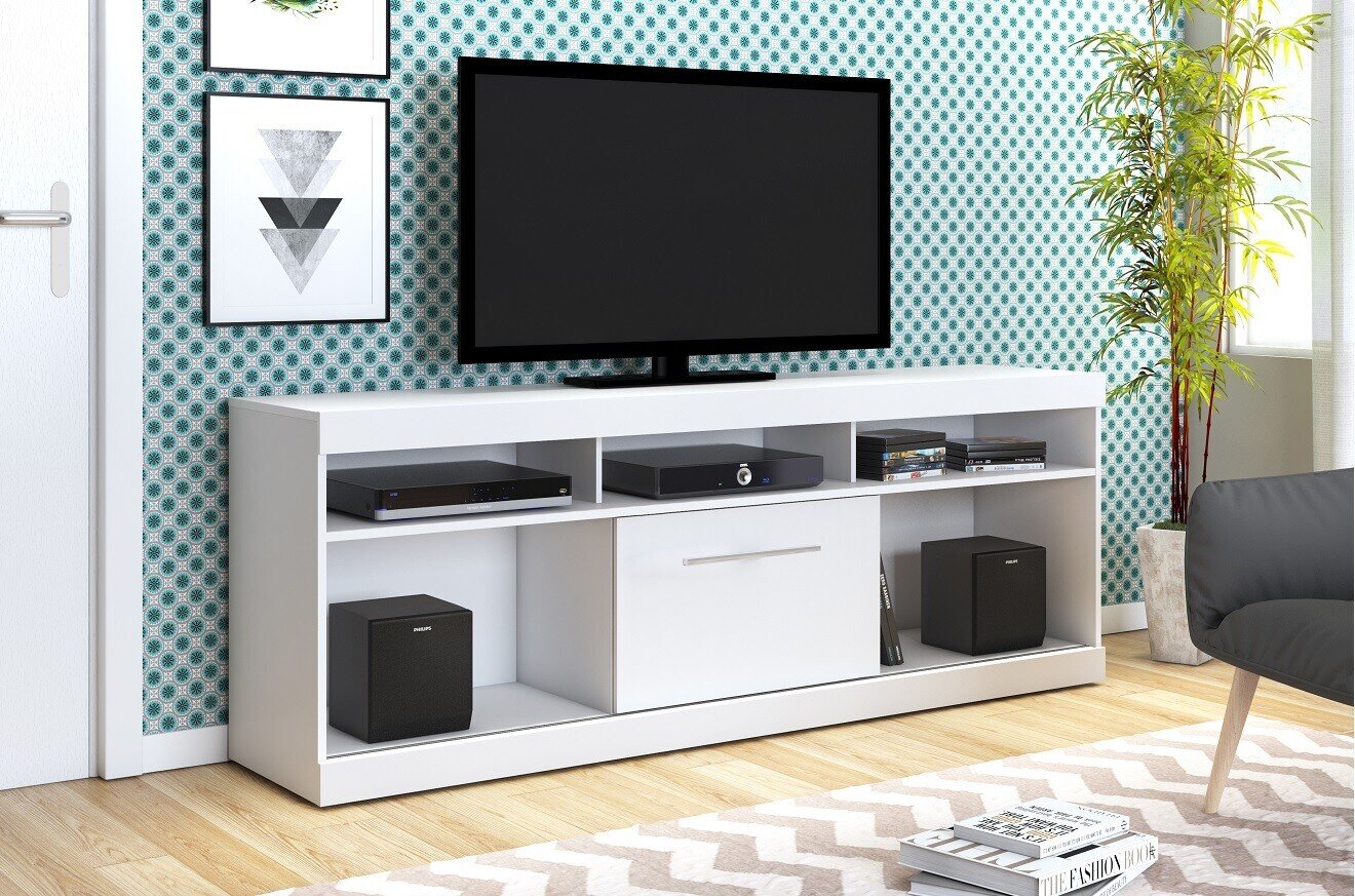 Mueble OLIVIA, multiusos, madera, blanco brillo, 180 cms.