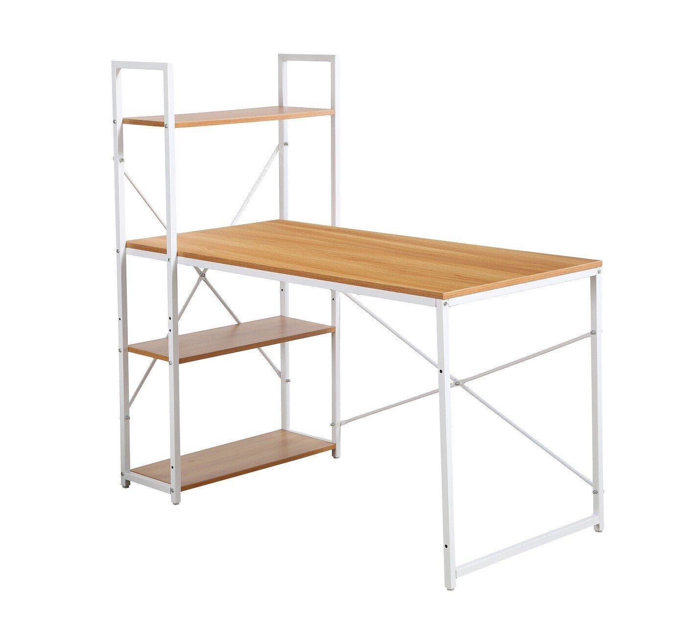 Mesa de estudio GAD, metal, Estanter�a, blanca y haya, 120 x 60 cms